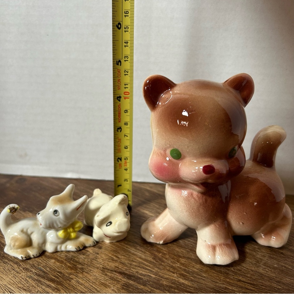 Lot Of 3 Vintage Porcelain Animal Figures Japan Terrier Dog Pig Cat 1940’s - Picture 2 of 12